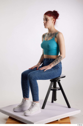 Woman White Slim Female Studio Poses